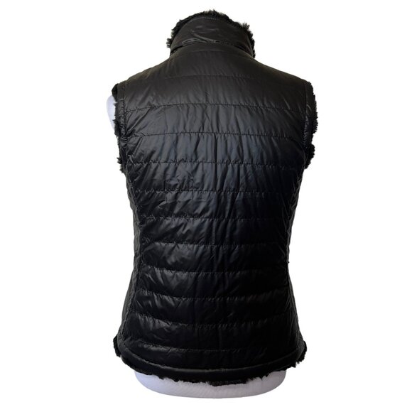 Nicole Miller Womens Black Faux Fur Quilted Reversible Sleeveless Vest Small - Picture 5 of 14